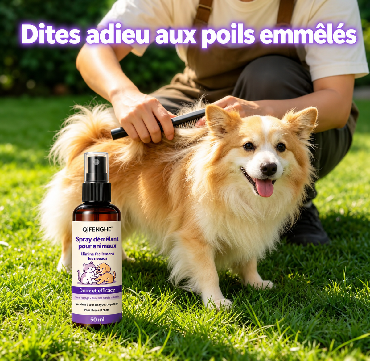 Spray démêlant sans rinçage pour chien et chat – 50 ml