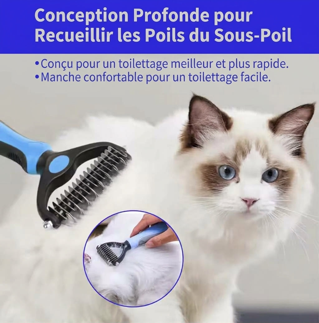 Brosse démêlante double face pour chiens et chats – 9 + 17 dents
