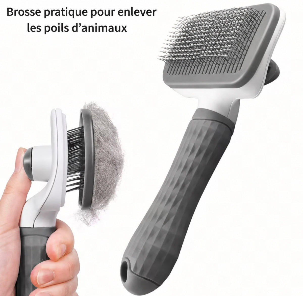Brosse de toilettage avec bouton de nettoyage pour animaux
