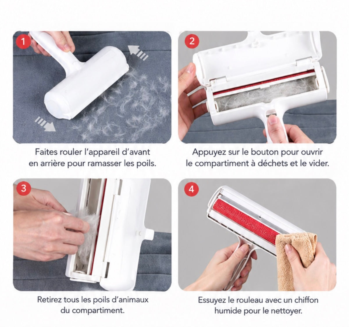 Pack maison sans poils – Rouleau, boules de lavage et brosse vêtements