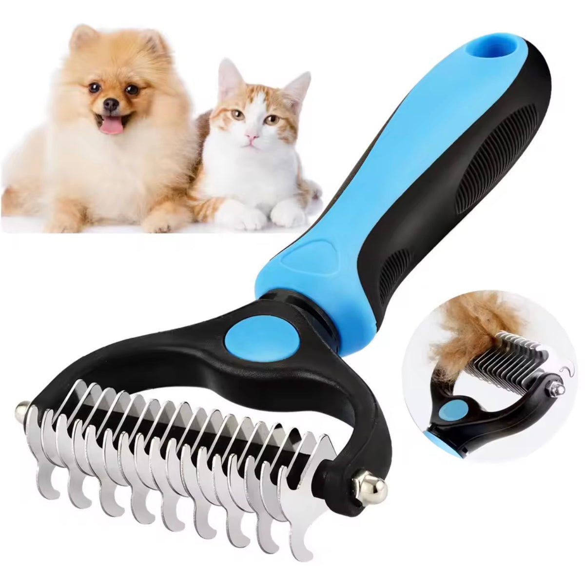 Brosse démêlante double face pour chiens et chats – 9 + 17 dents